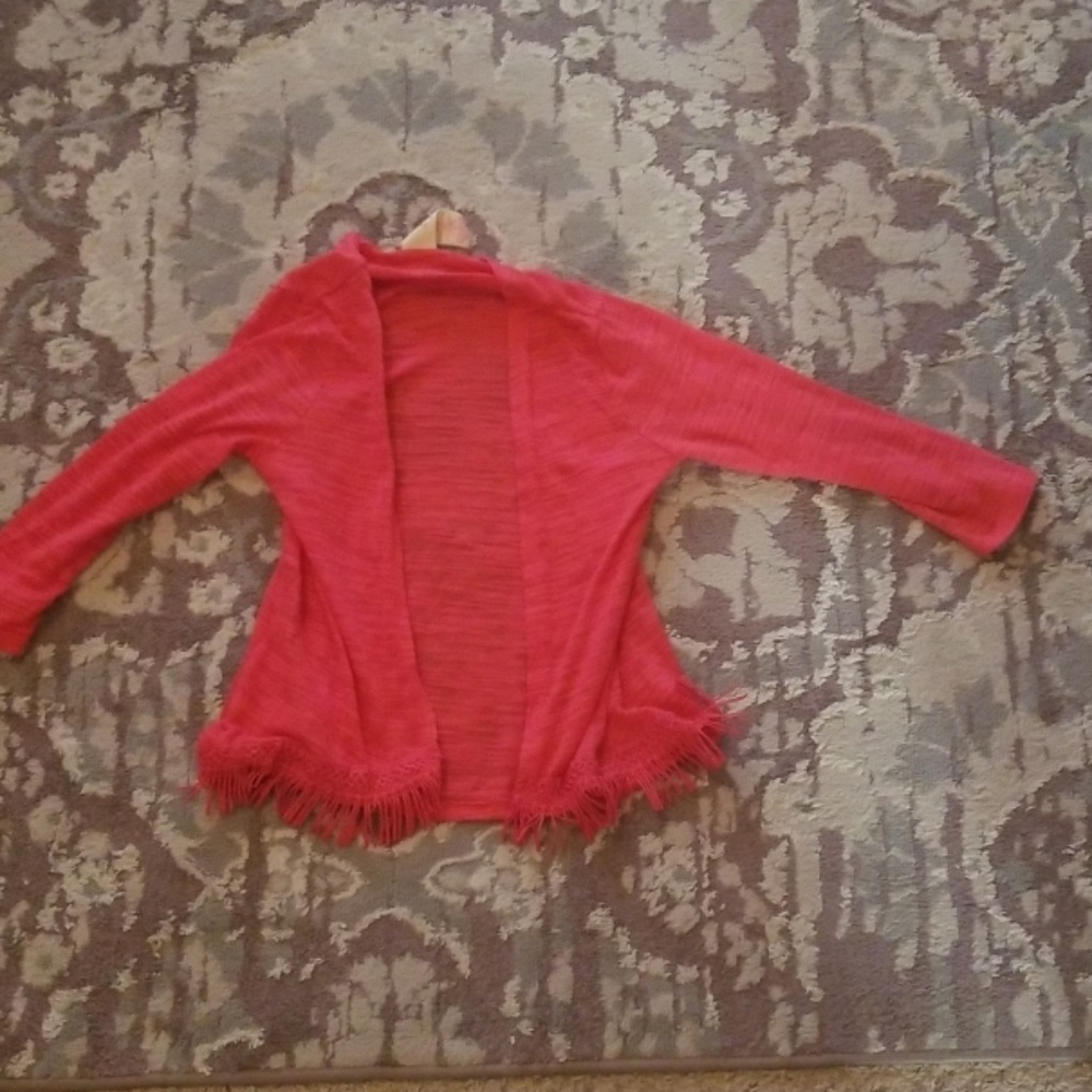 Girls cardigan with fringe bottom